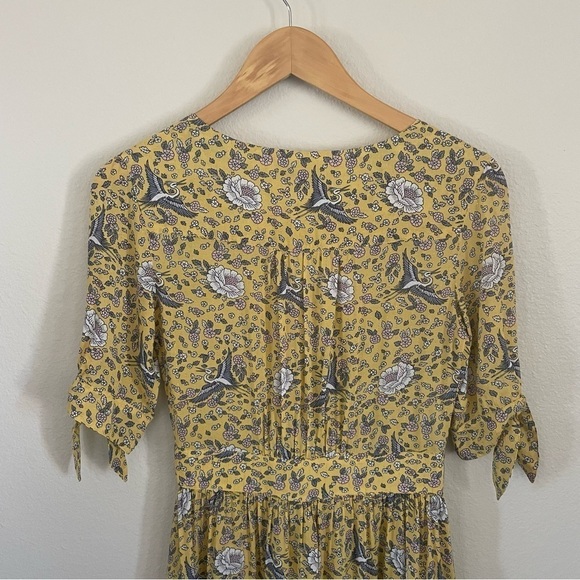 Auguste x Revolve Valentina Tie Sleeve Mini Dress Yellow Floral Print Size 4 - Picture 9 of 13